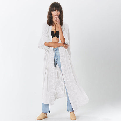 Renee Loose Fit Cardigan Kaftan One Size White