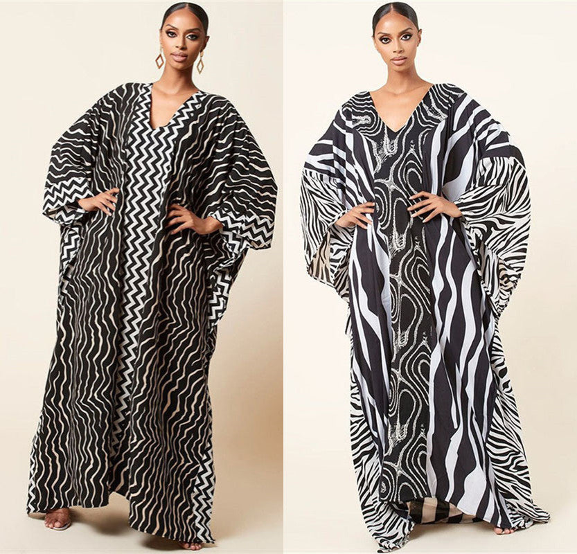 Zebra Print Beach Cover-up Oversized Size Length Gown Sun Protection Shirt Bikini Cover