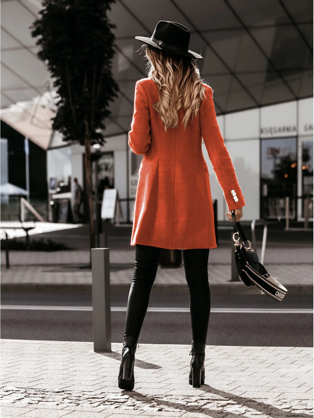Clidress Frenchy Double Breasted Lapel Neck Overcoat