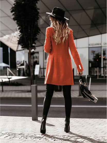 Clidress Frenchy Double Breasted Lapel Neck Overcoat