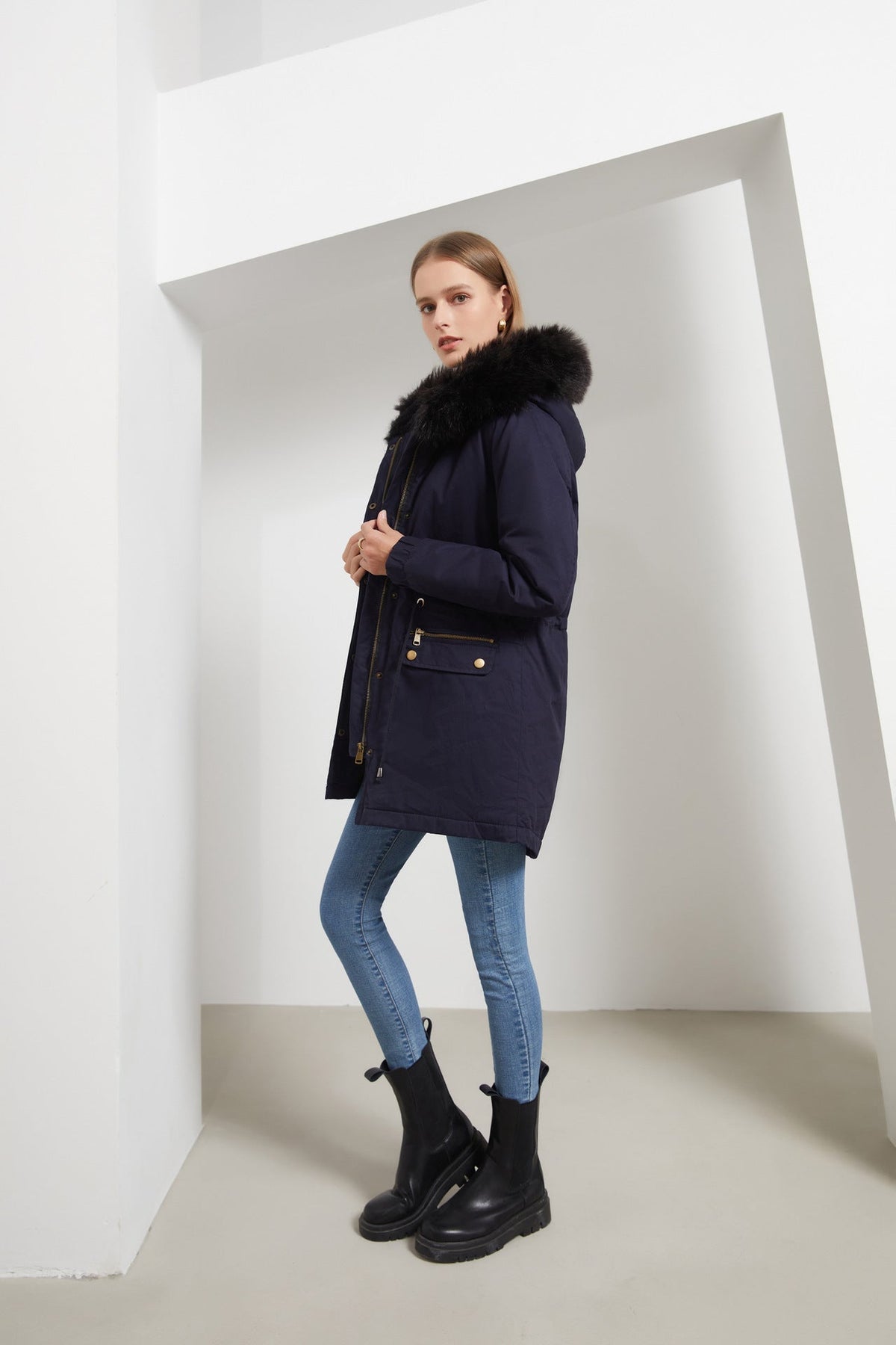 Fleece Lined Hooded Parka Jacket