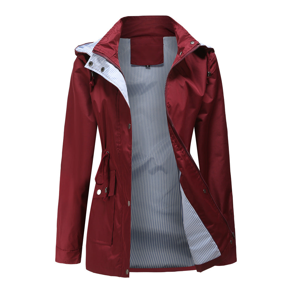Detachable Hood Windbreaker Burgundy