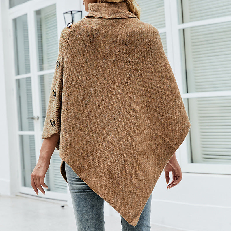 Solid Color Turtle Neck Shawl