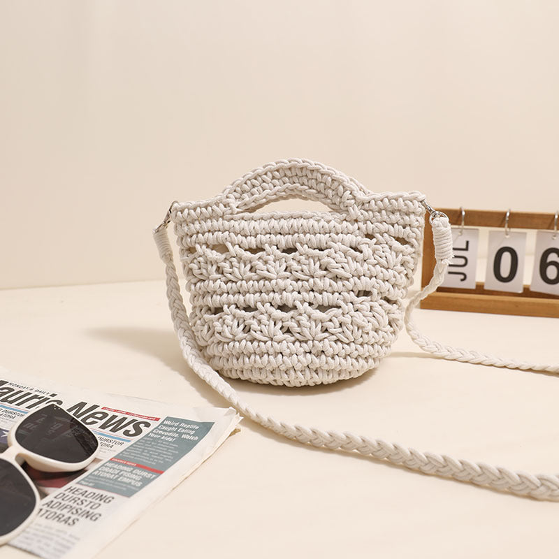 Crossbody Rope Cotton Thread Woven Bag Crochet One Size Colorful Crossbody Cotton Thread with Lining