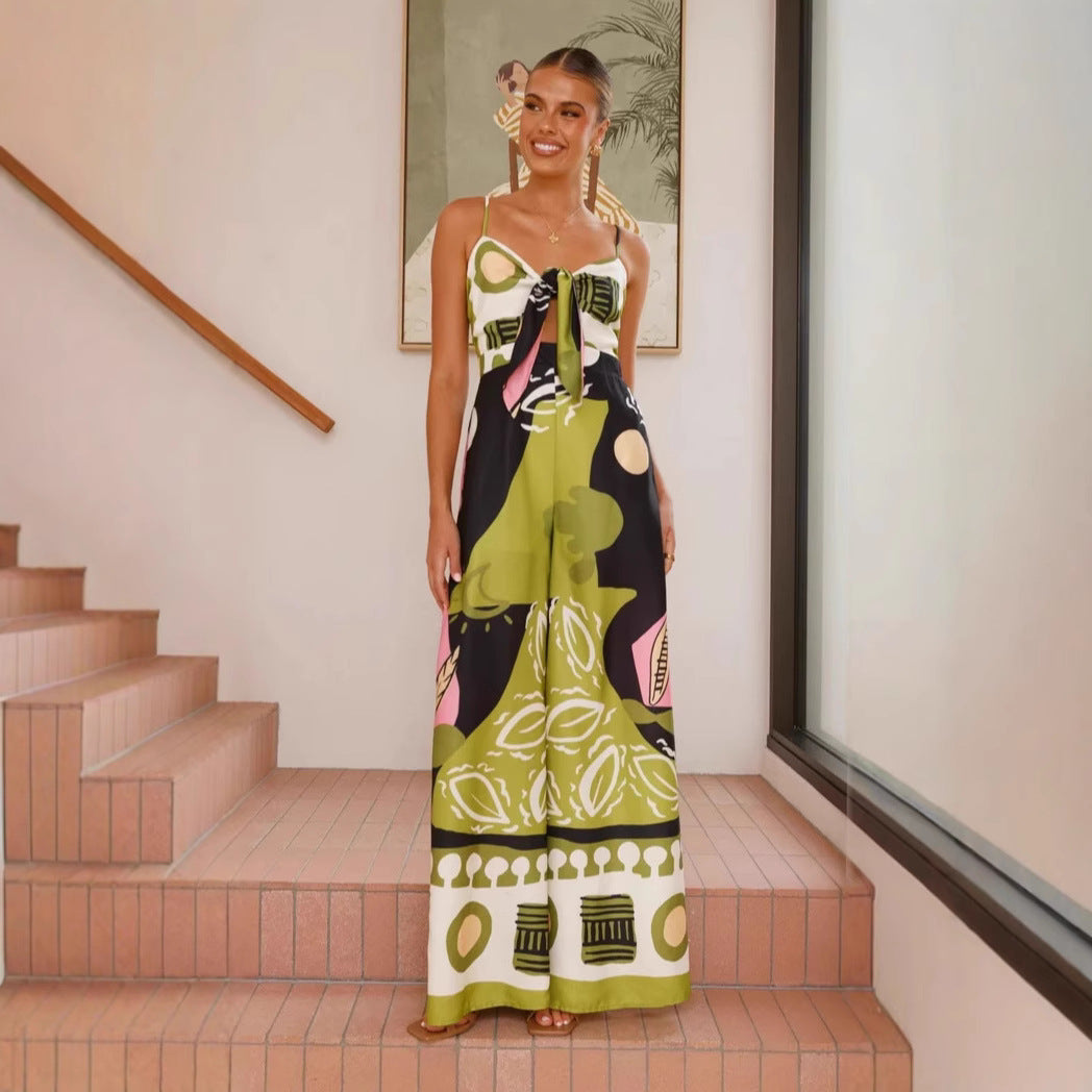 Sexy Print Wide Leg Jumpsuit Women