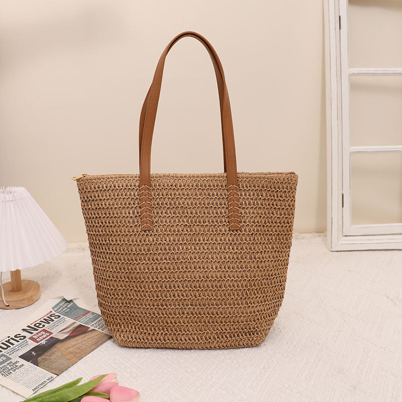 100% Natural Fibers Handbag Woven Rattan One Size Straw Forest Slice Coffee