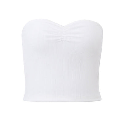 Fashionable French Sweet Sexy Two Piece Suit Summer Women Off Shoulder Tube Top Skirt No Belt White Tube Top