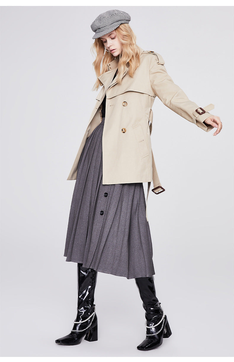 Double Breasted Short Trench Coat