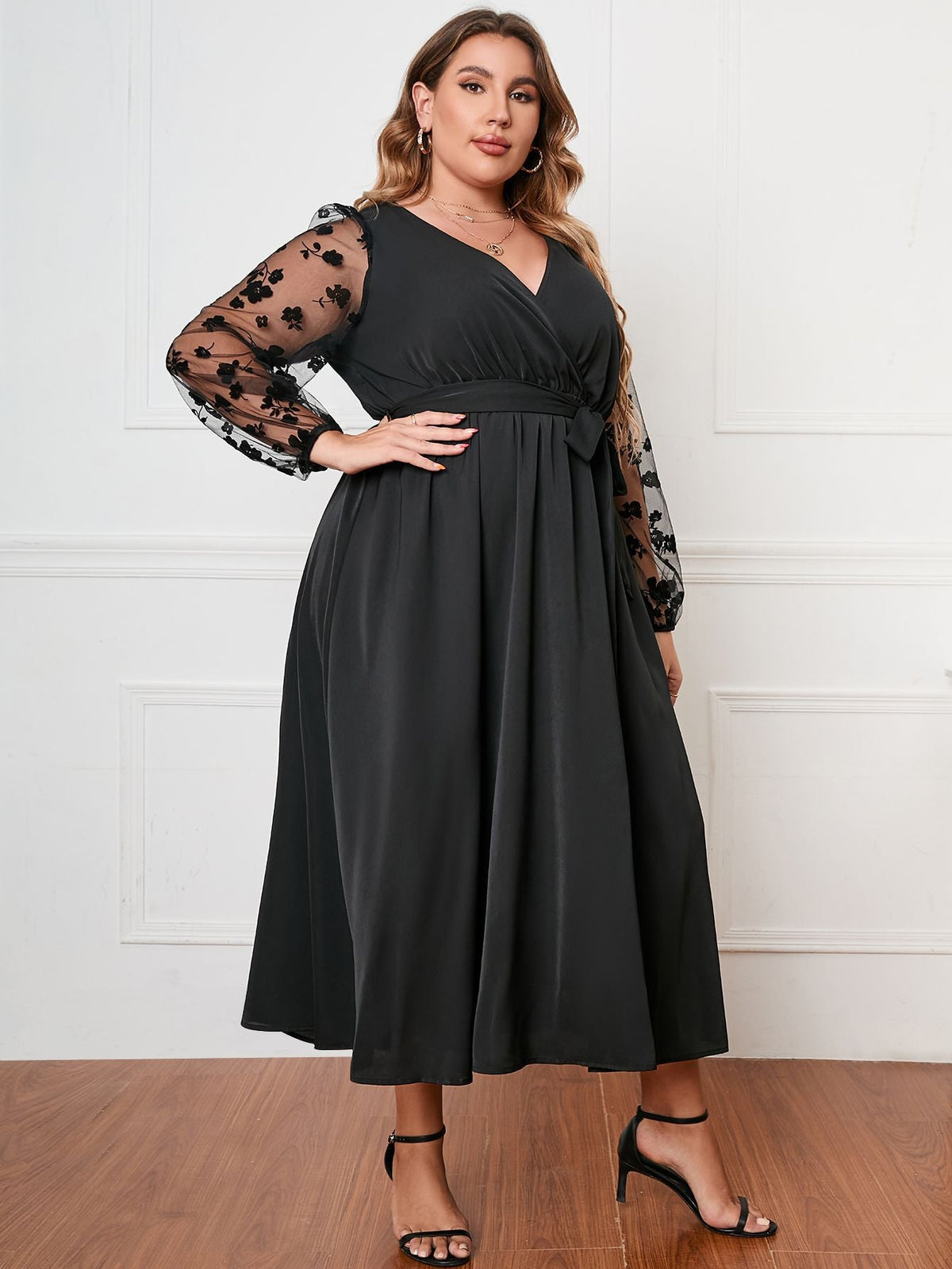 Long Sleeves Black Occasion Dress Black