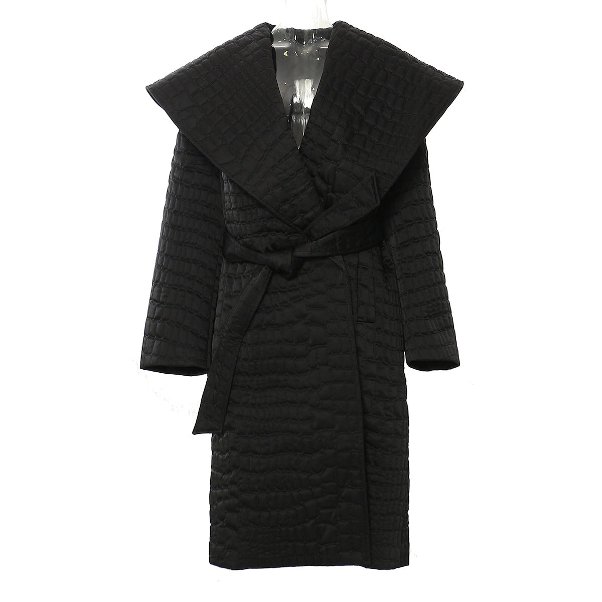 Quilted Cotton Cloak Coat Black