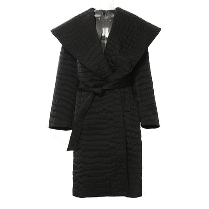 Quilted Cotton Cloak Coat Black