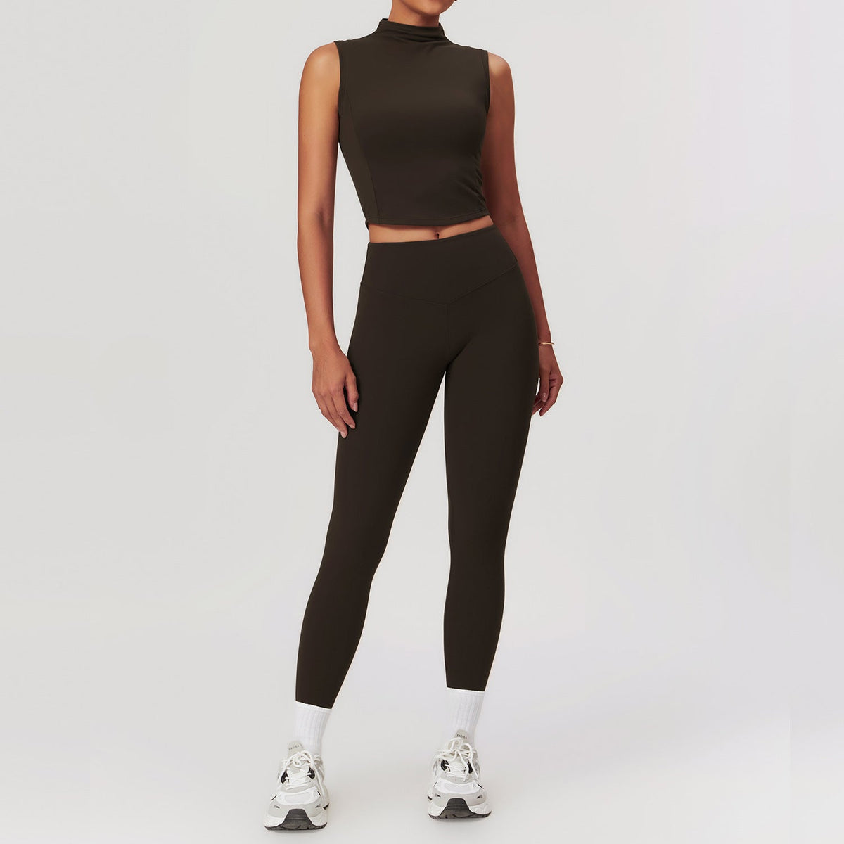 Fitted Active Yoga Set Coffee1