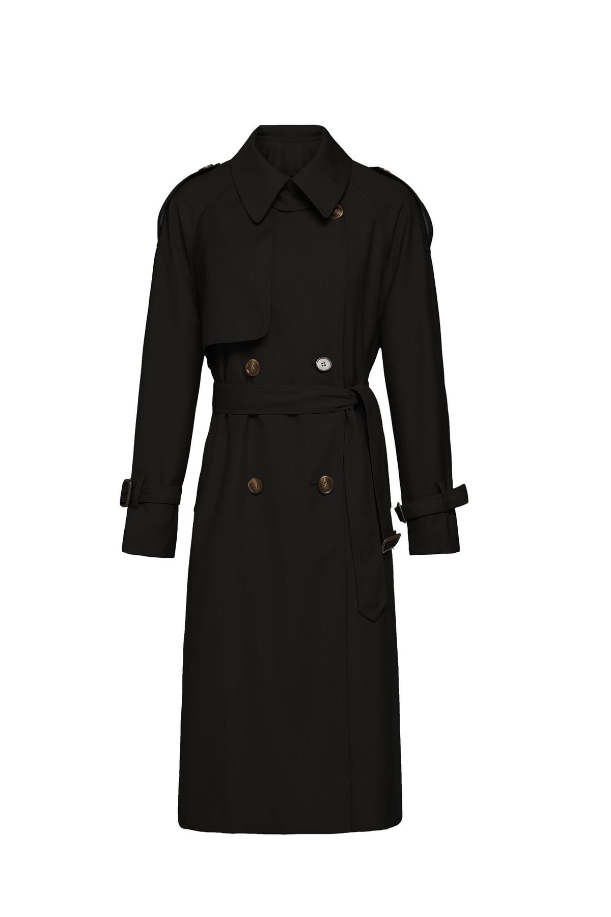 Double Breasted Loose Trench Coat Black