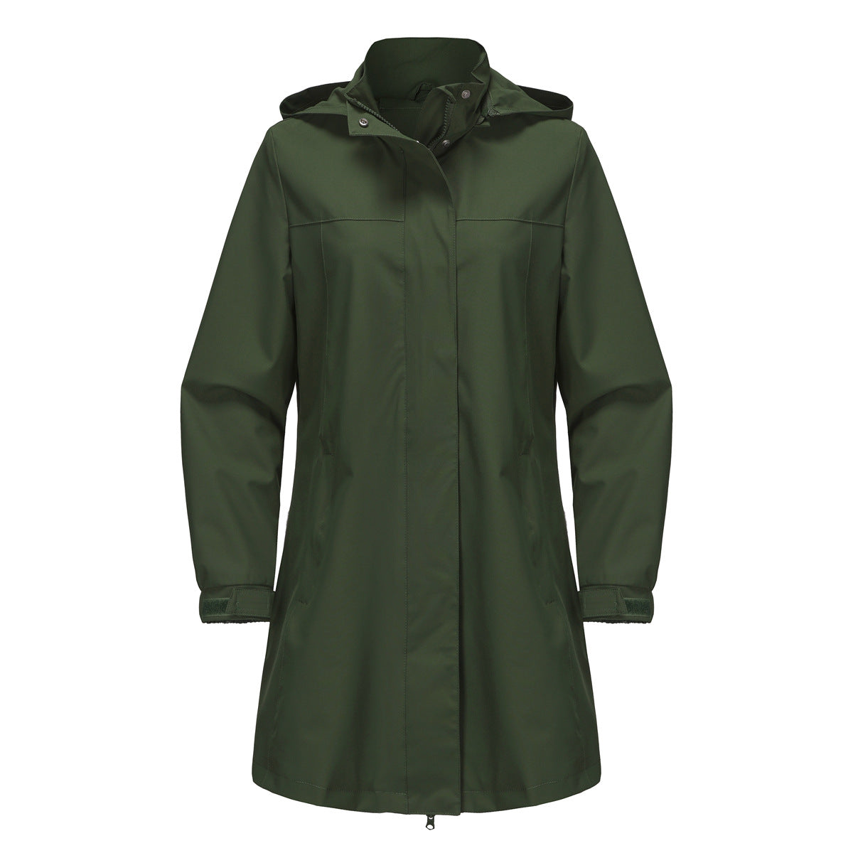 Solid Color Long Sleeve Windbreaker Coat Army Green