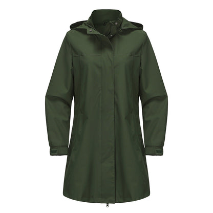 Solid Color Long Sleeve Windbreaker Coat Army Green