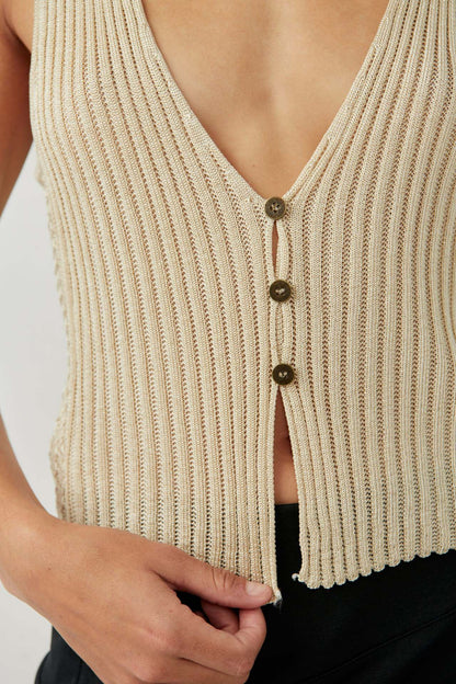 Wool Button Cardigan Vest