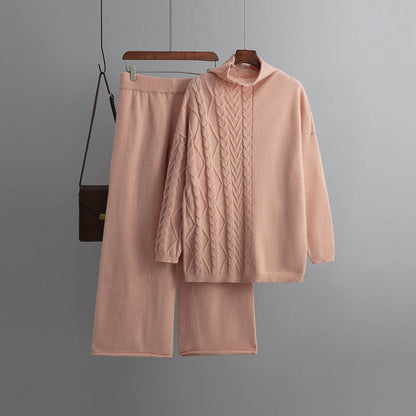 Comfortable Two-Piece Sweater Set One Size Pink