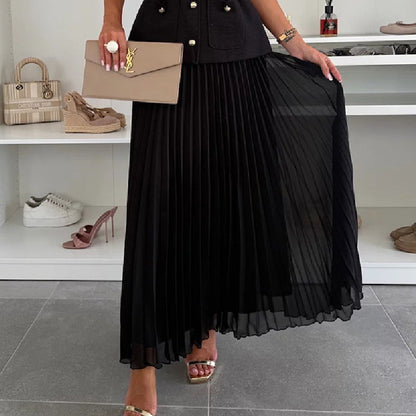 Clidress Camellia Vest & Mesh Pleated Skirt Set