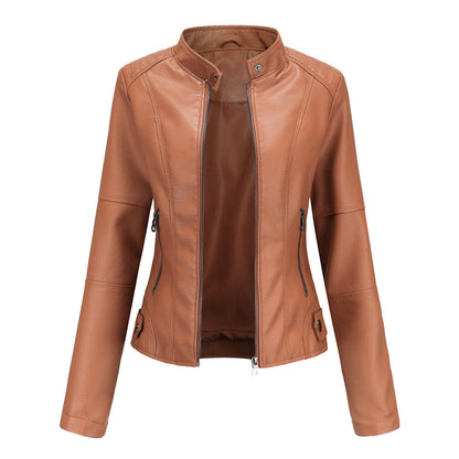 Versatile Slim Biker Jacket Camel