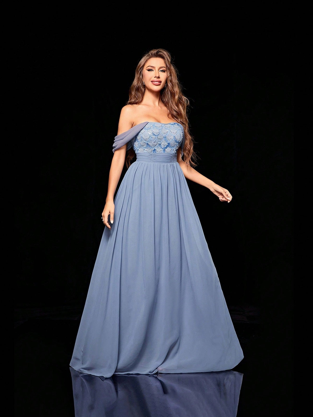 Off Shoulder Tube Top Evening Dress Special Occasion Birthday Party Evening Dress for Women Blue