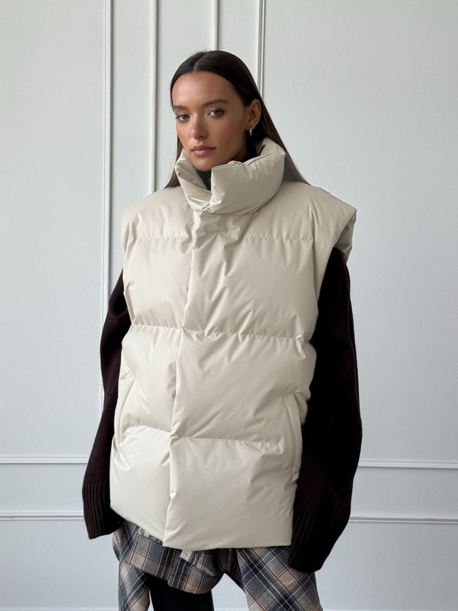 Cotton Loose Vest Jacket Apricot