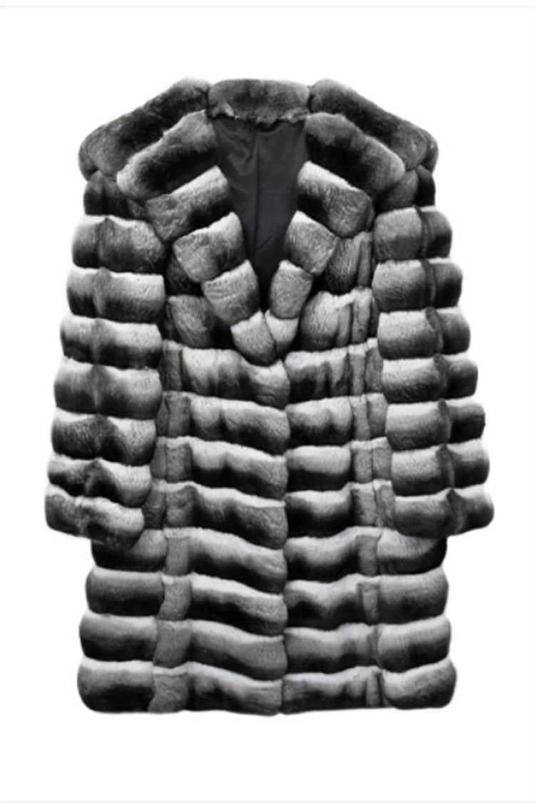 Artificial Mink Hooded Fur Coat