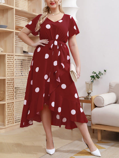 Day to Night Polka Dot Dress Burgundy