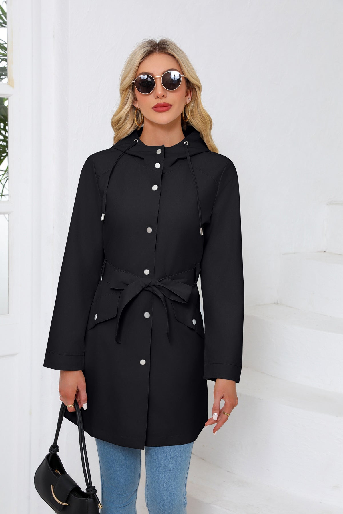 Hooded Waterproof Loose Trench Coat