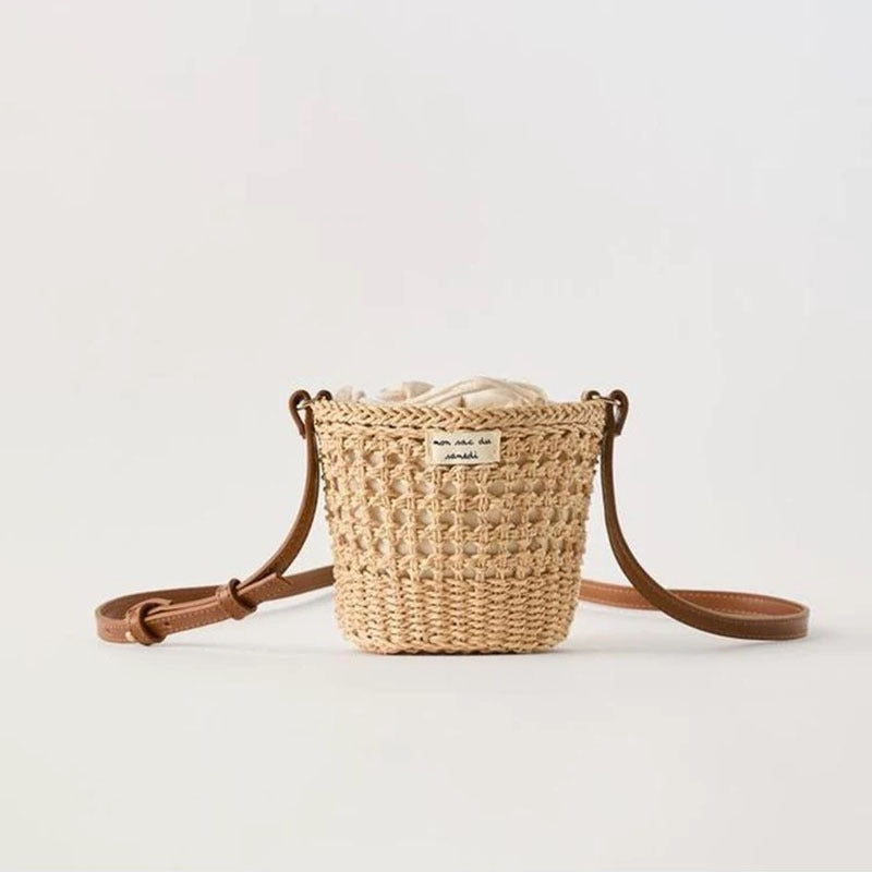 Eco Friendly Bucket Crossbody Straw Bag One Size Crossbody Mini