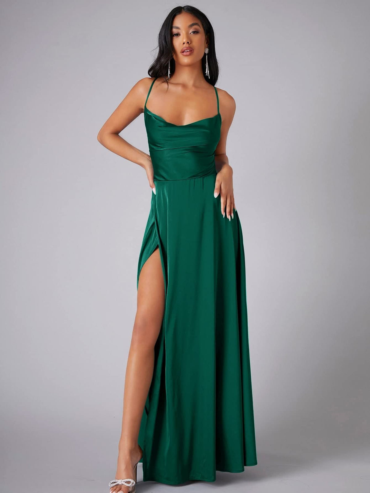 Solid Sexy Special Occasion Dress Green