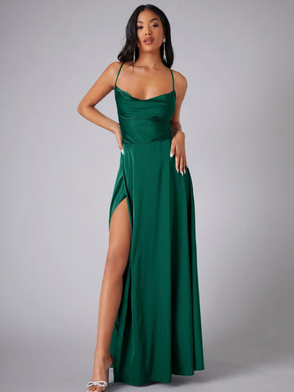 Solid Sexy Special Occasion Dress Green