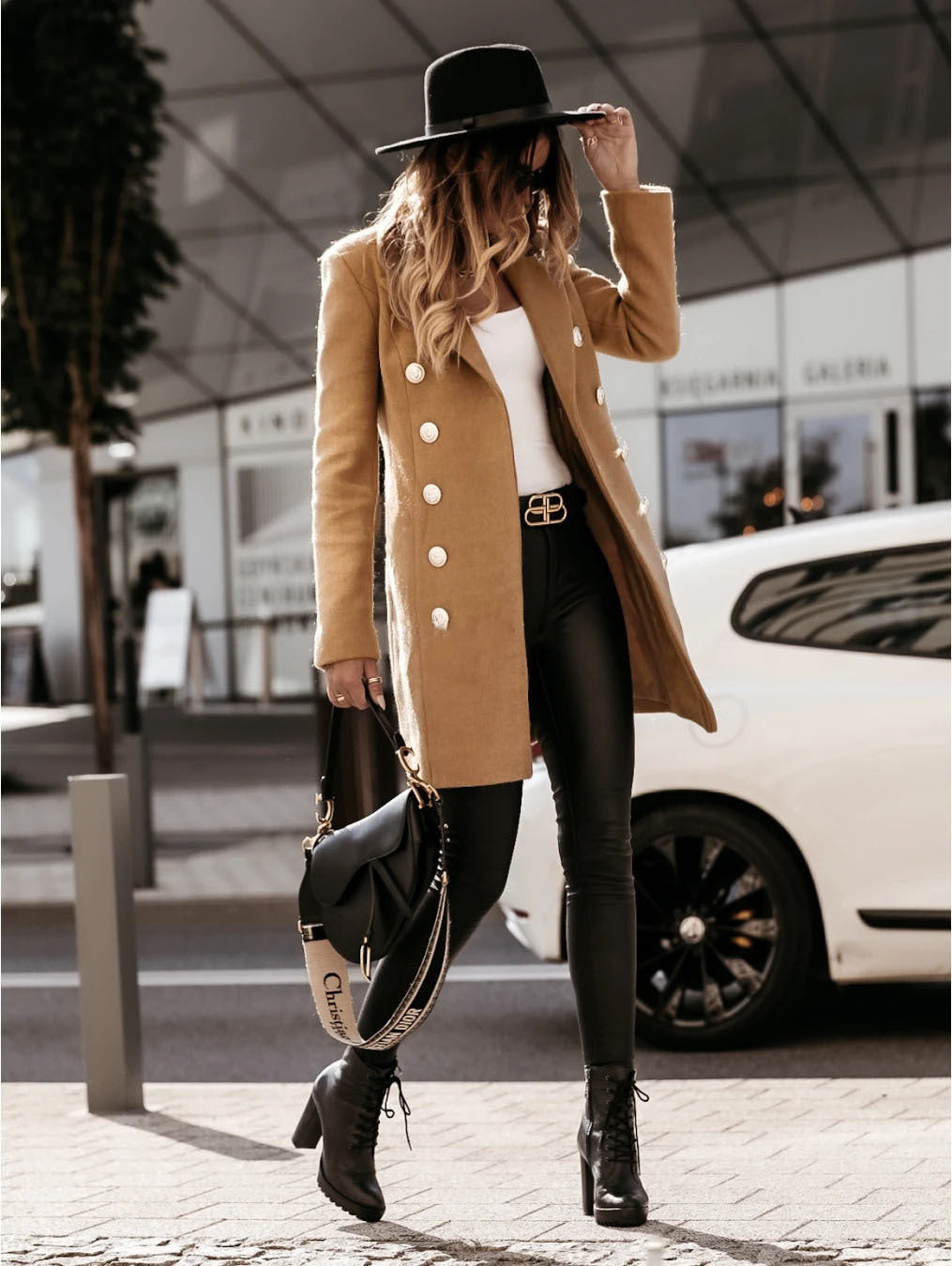 Clidress Frenchy Double Breasted Lapel Neck Overcoat