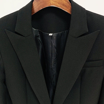 Embellished Beaded Cuffs One Button Mid-Length Blazer