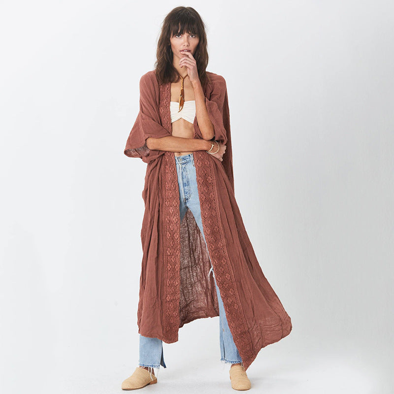 Renee Loose Fit Cardigan Kaftan One Size Rust Red