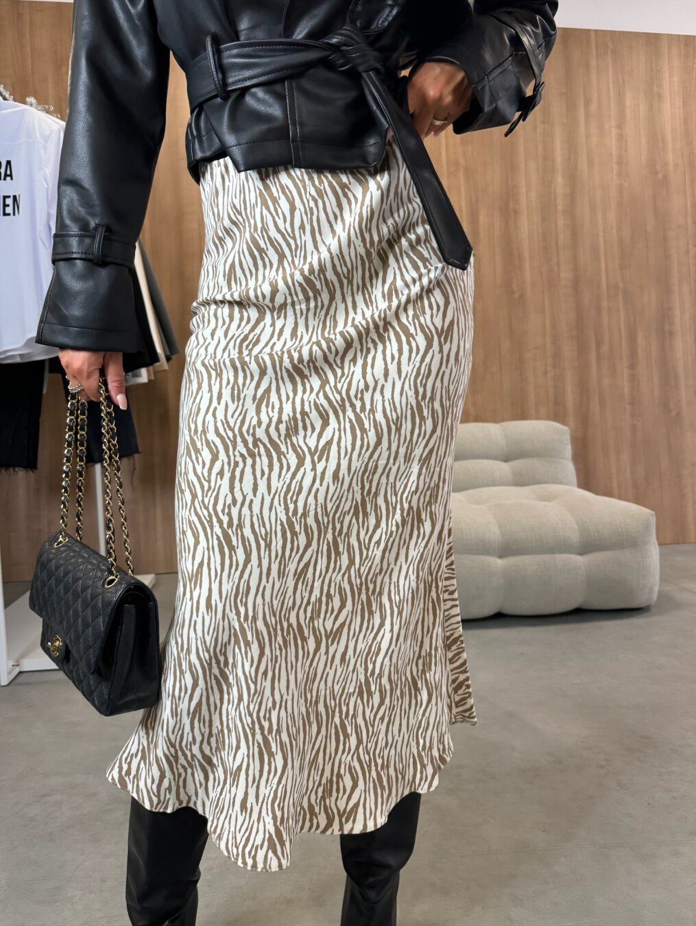 Clidress Printed Bodycon Midi Skirt