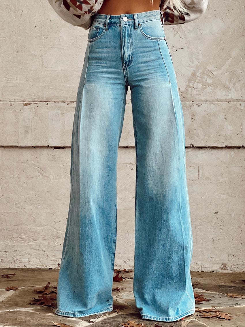 Clidress Vintage Wide Leg Denim Feel Pants