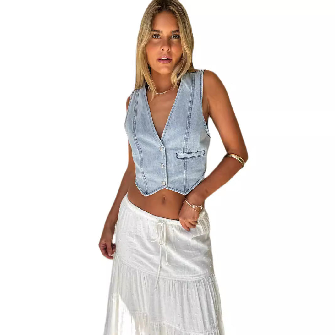 Tume Casual Denim Vest