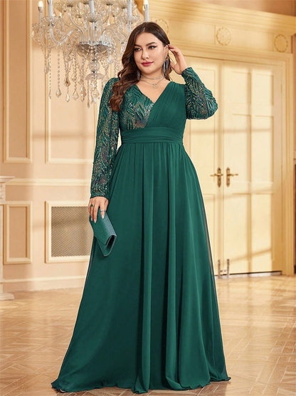 Long Sleeved Evening Dress Special Occasion Dress blackish green