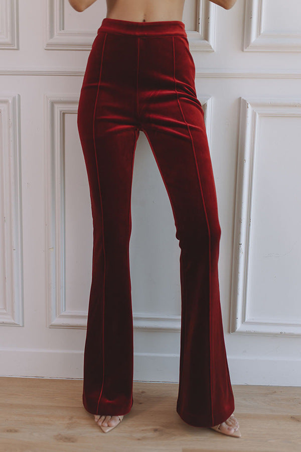 Clidress Lapel  Velet Blazer  Suit  & Loose Pants