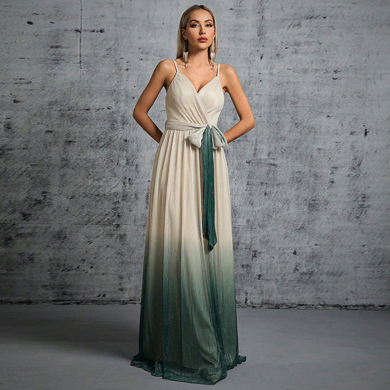 Sexy Gradient Color Maxi Formal Dress Multi
