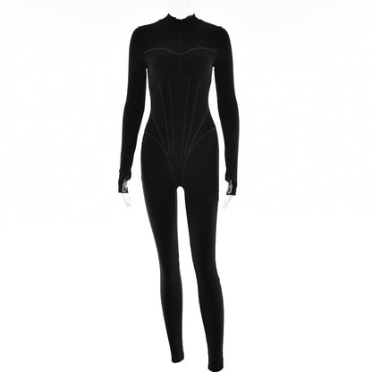 Sexy Tight Zip up Jumpsuit S Black