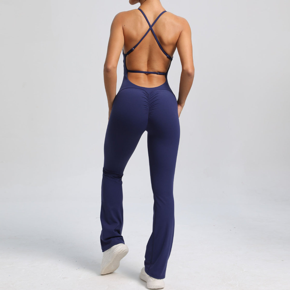 Open Back Sporty Jumpsuit Navy Blue