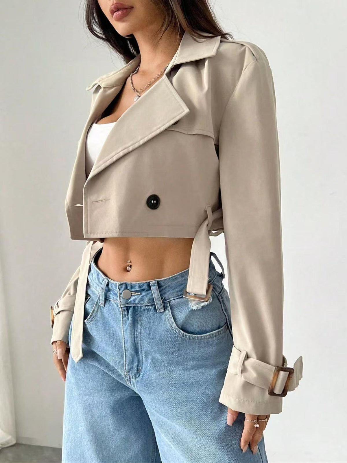 Belt Short Trench Short Jacket