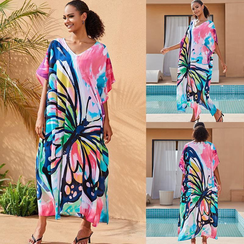 Rabia Gorgeous Print Kaftans One Size Butterfly