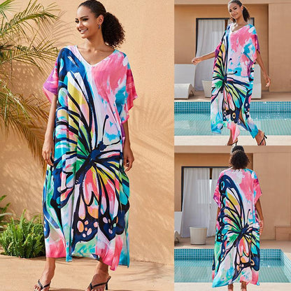 Rabia Gorgeous Print Kaftans One Size Butterfly