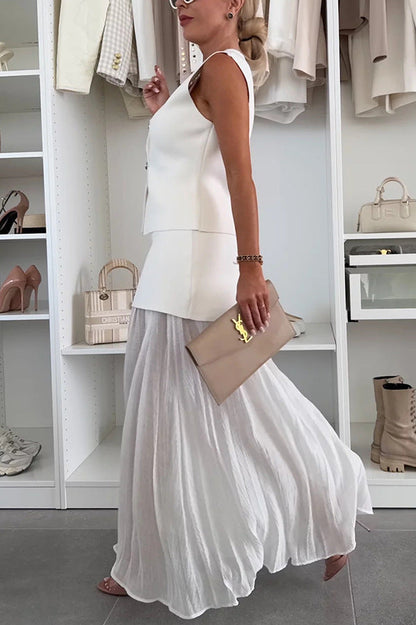 Clidress Fashion Vest & Chiffon Skirt Set