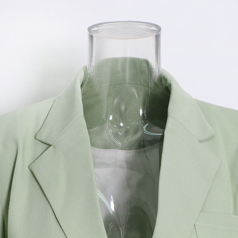 Matcha Green Slim Trench Coat Blazer