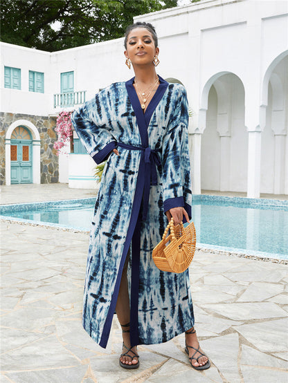Aksara Cardigan Kaftan One Size Blue