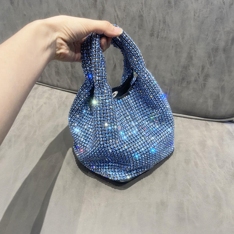 Studded Rhinestone Messenger Bag Handbag One Size Blue