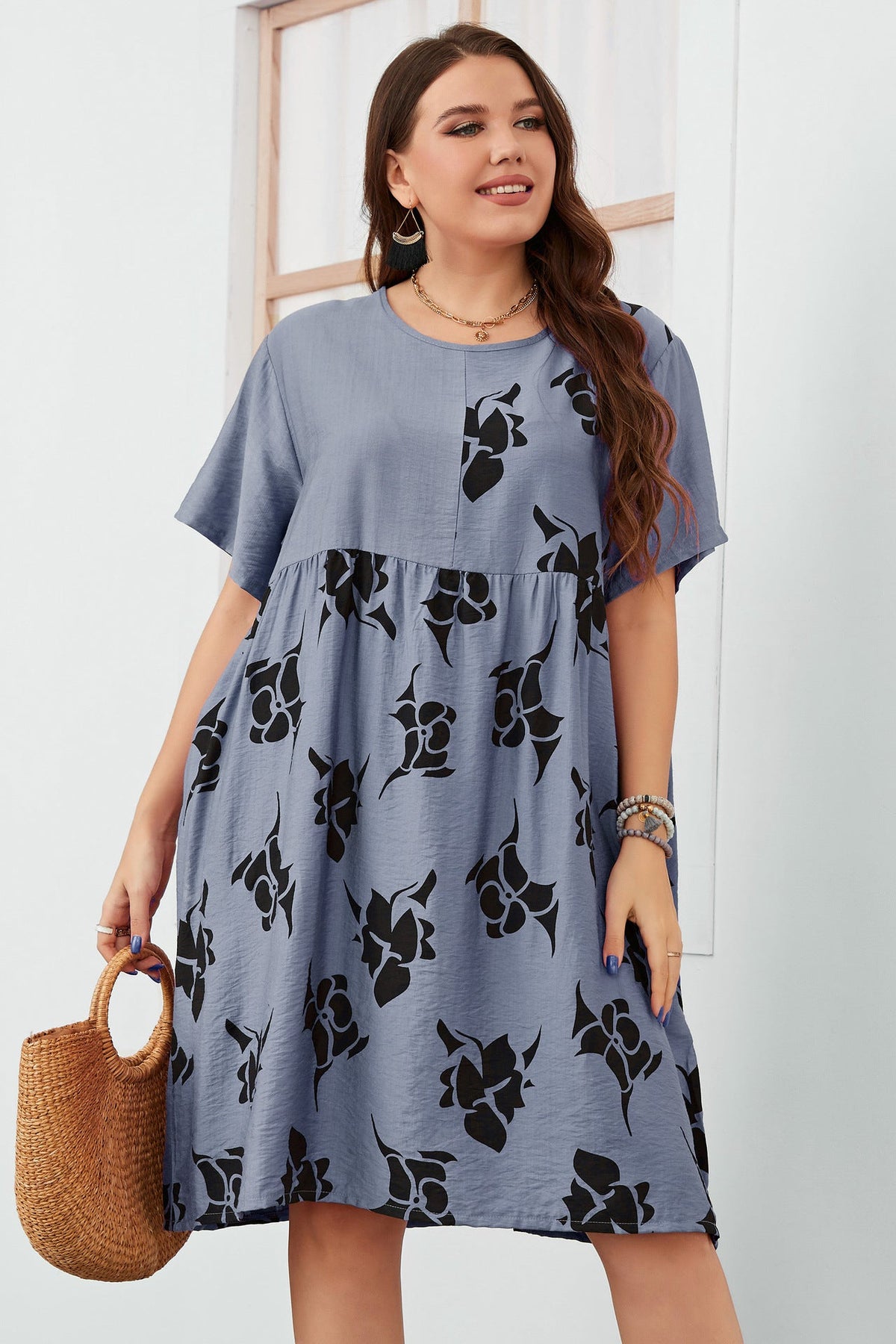 Plus Size Midi Casual Dress